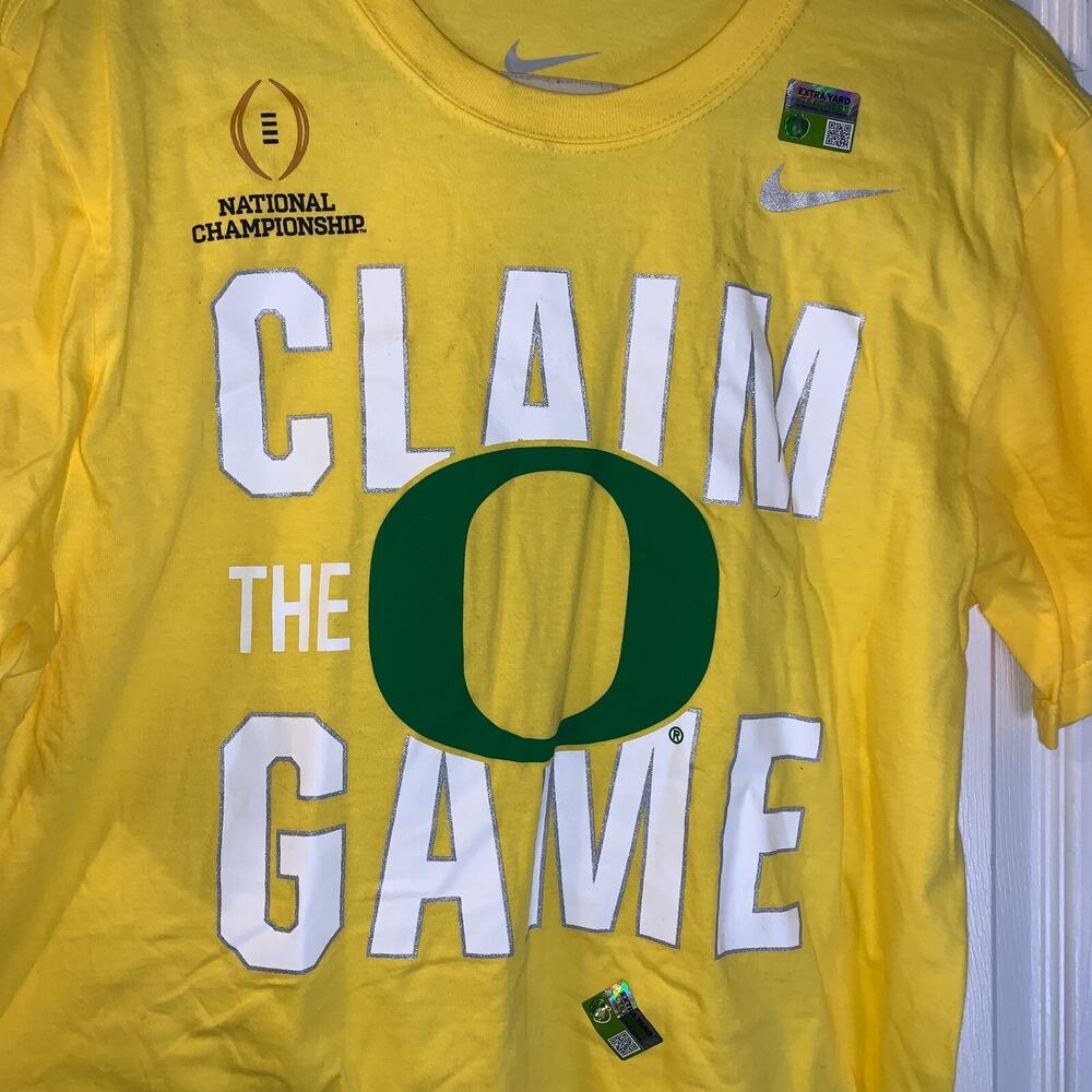 Nike Oregon Ducks Men's Claim the Game T Shirt Size M NEW Yellow Championship - Picture 3 of 6